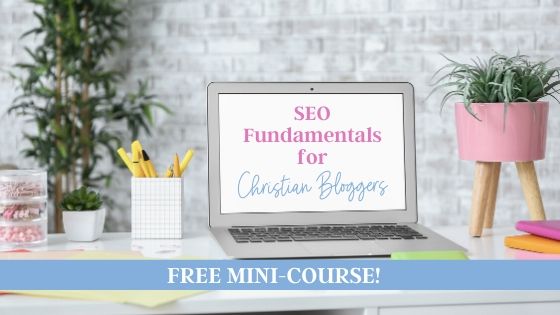 laptop computer with SEO Fundamentals for christian bloggers on the screen