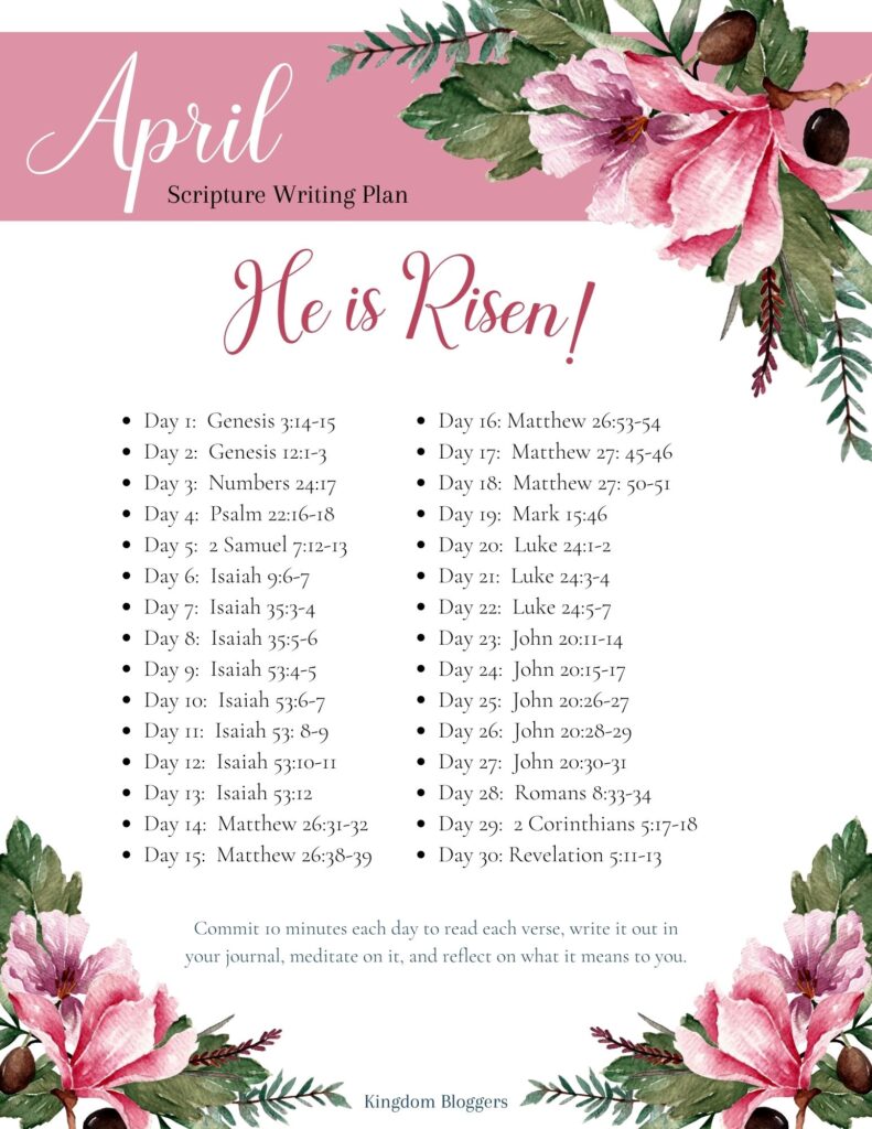 April Scripture Writing Plan