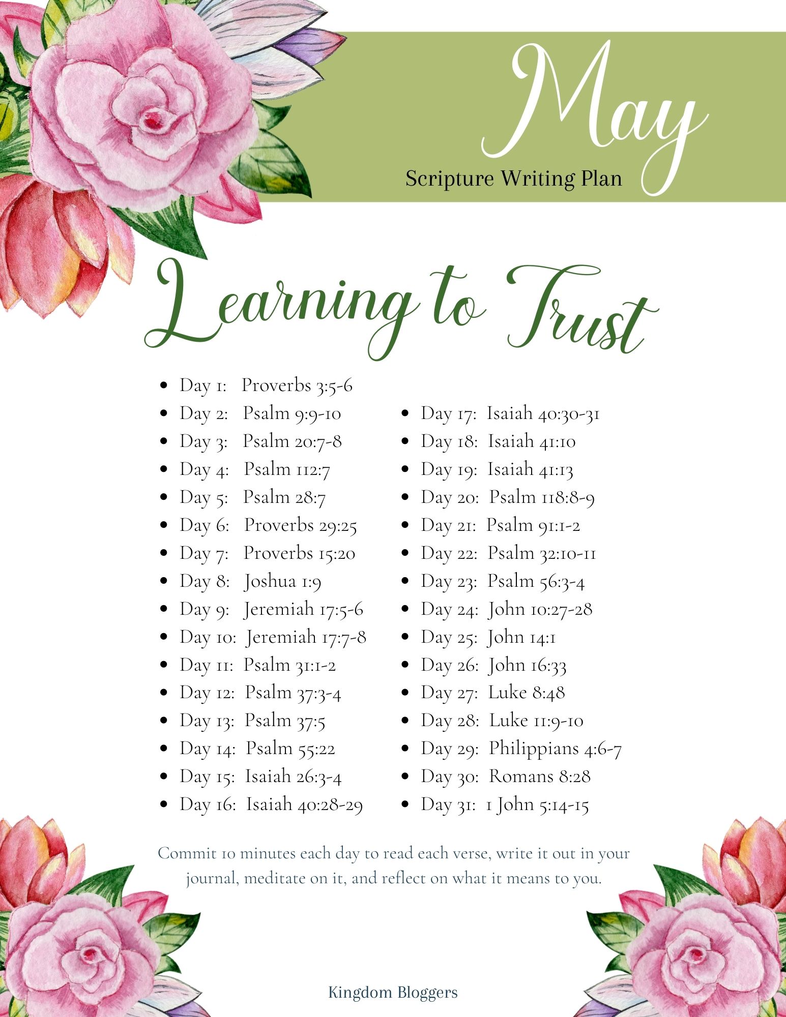 Scripture Writing Plans for the Whole Year - Kingdom Bloggers