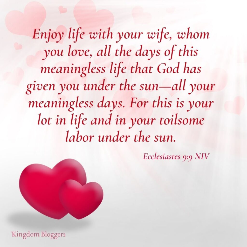 valentines day scripture Ecclesiastes 9.9 on a colorful background 