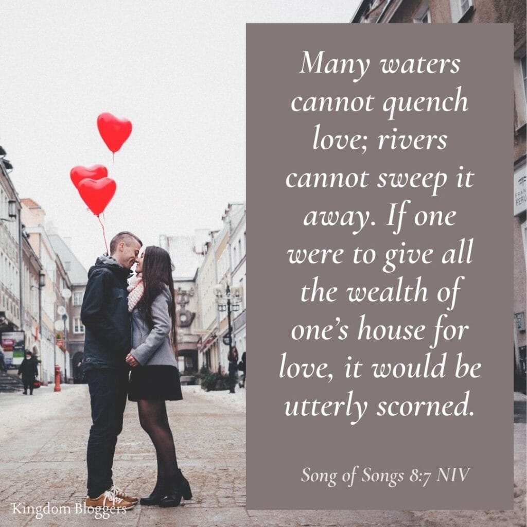 valentines day scripture  song of songs 8.7 on a colorful background 