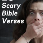 28 Scary Bible Verses written on a background with a scared woman