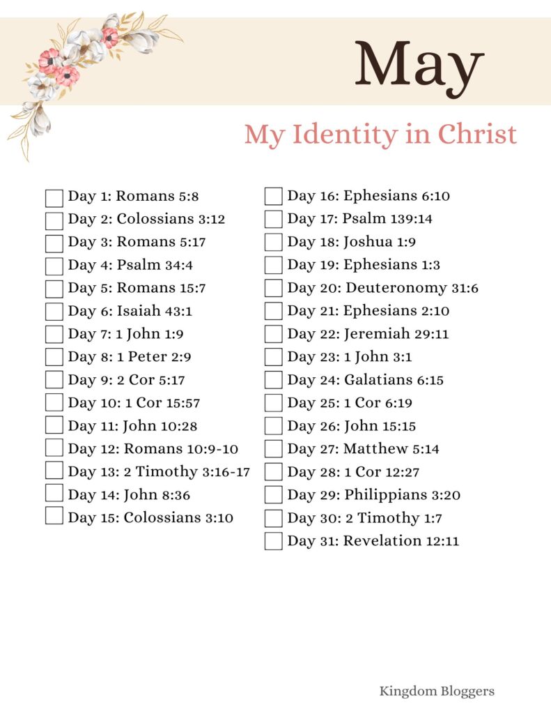 Bible Reading Plan - My Identity in Christ